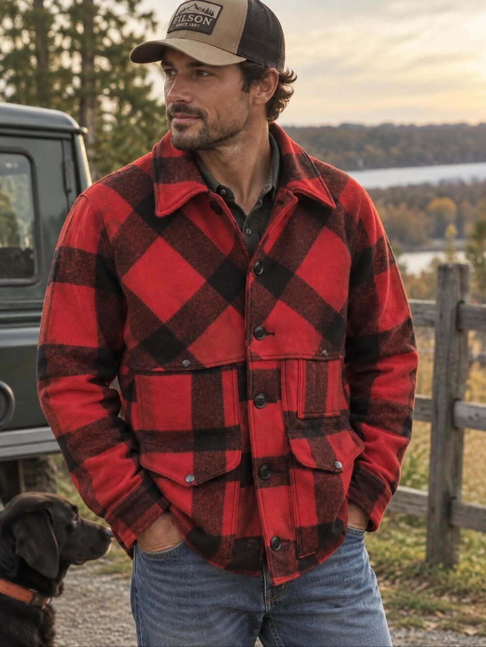 Filson Vintage Double Mackinaw Cruiser Jacket In Buffalo Plaid Size 40/Medium